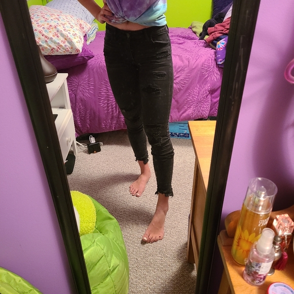 Black distressed American eagle Jegging - Picture 6 of 8